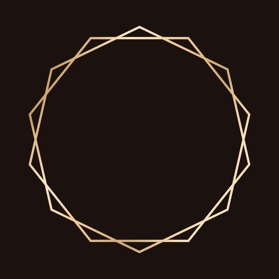 Simple circle geometric gold frame. Vector modern design template for wedding or birthday invitation, brochure, poster and business card