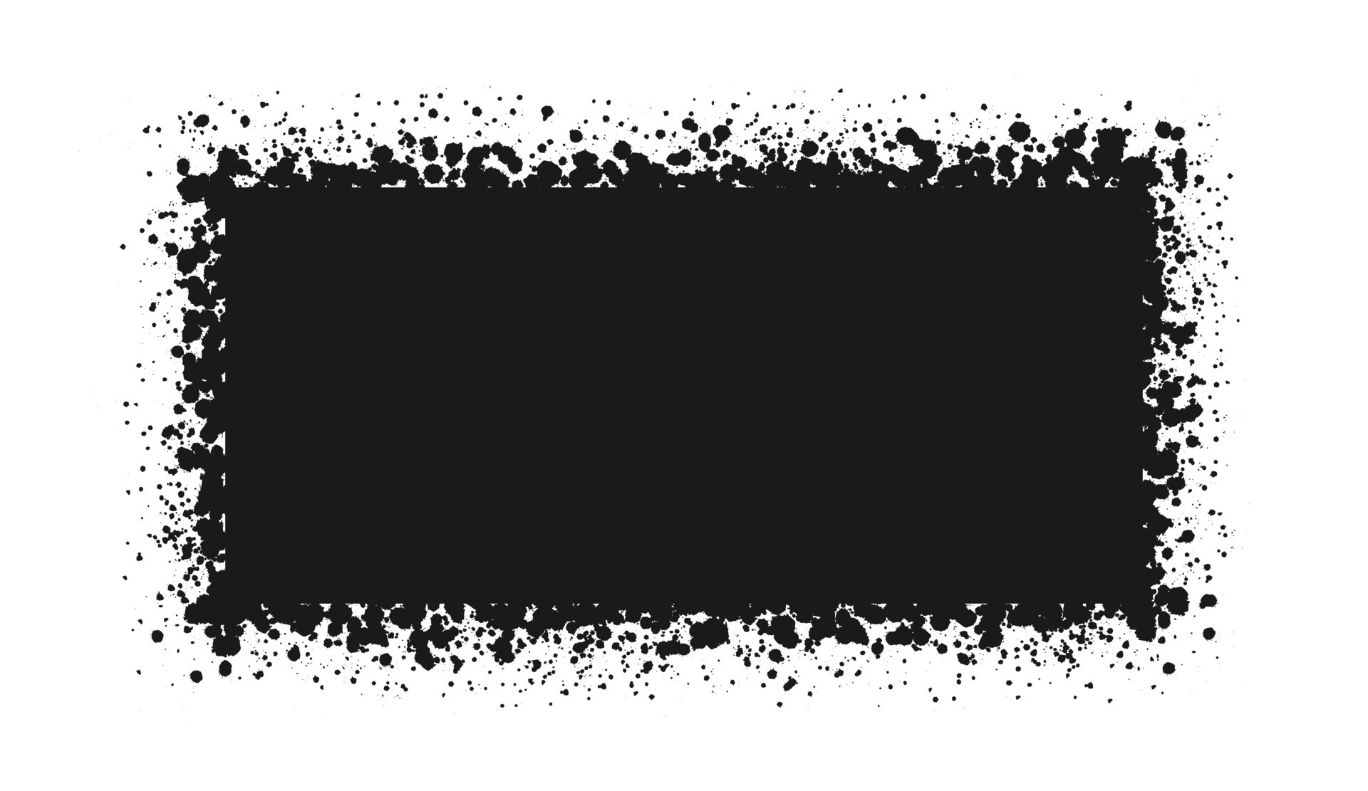 Rectangle grunge ink splatter frame. Spray graffiti stencil border