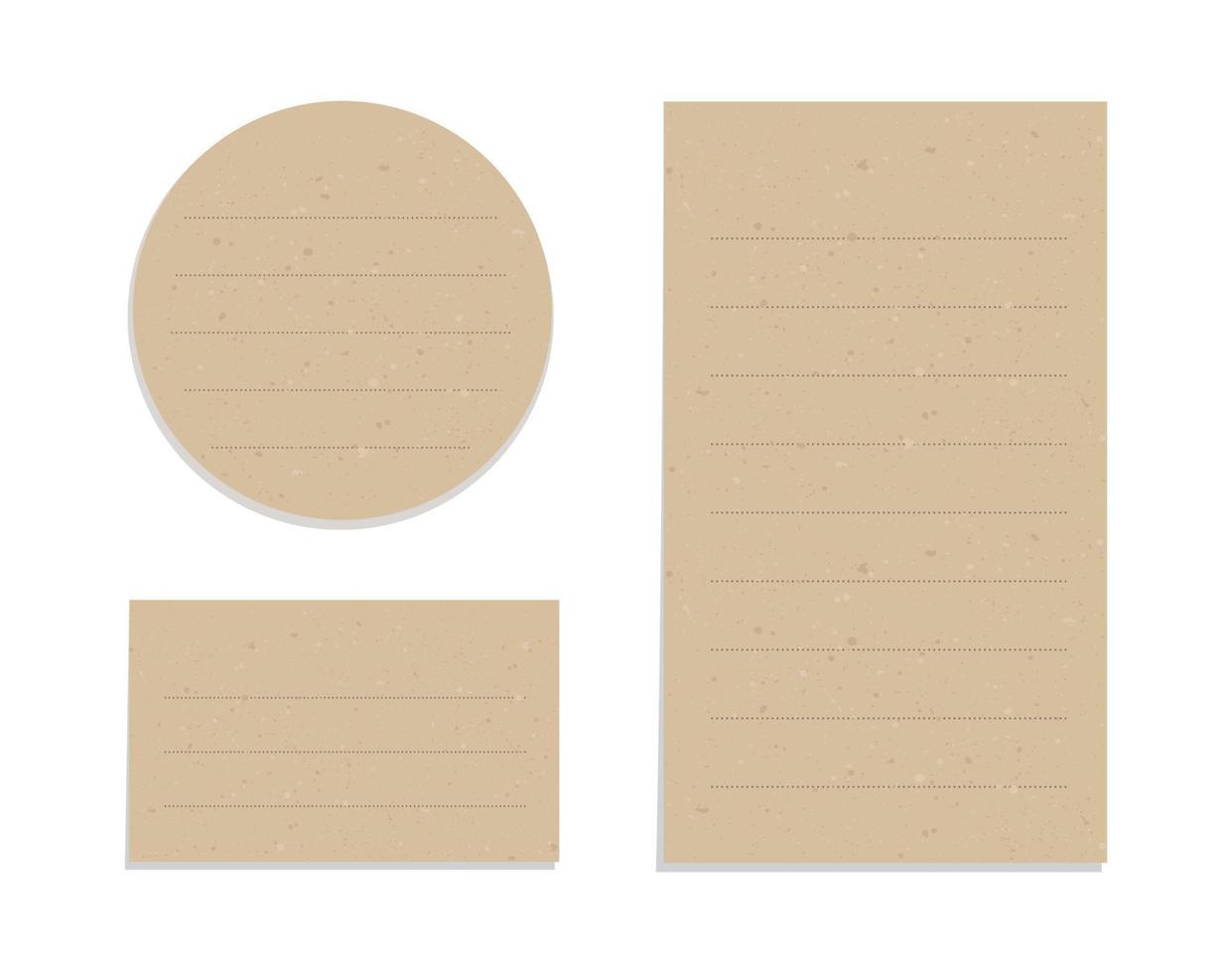 estético Clásico marrón papel Nota colocar. reciclado memorándum papel con adhesivo cinta vector ilustración.