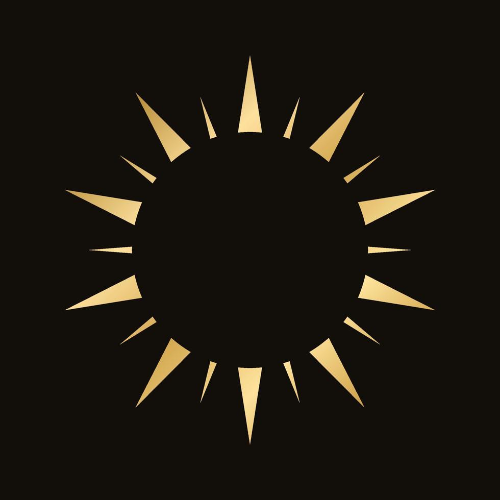 Golden celestial sun icon logo. Simple modern abstract design for templates, prints, web, social media posts vector