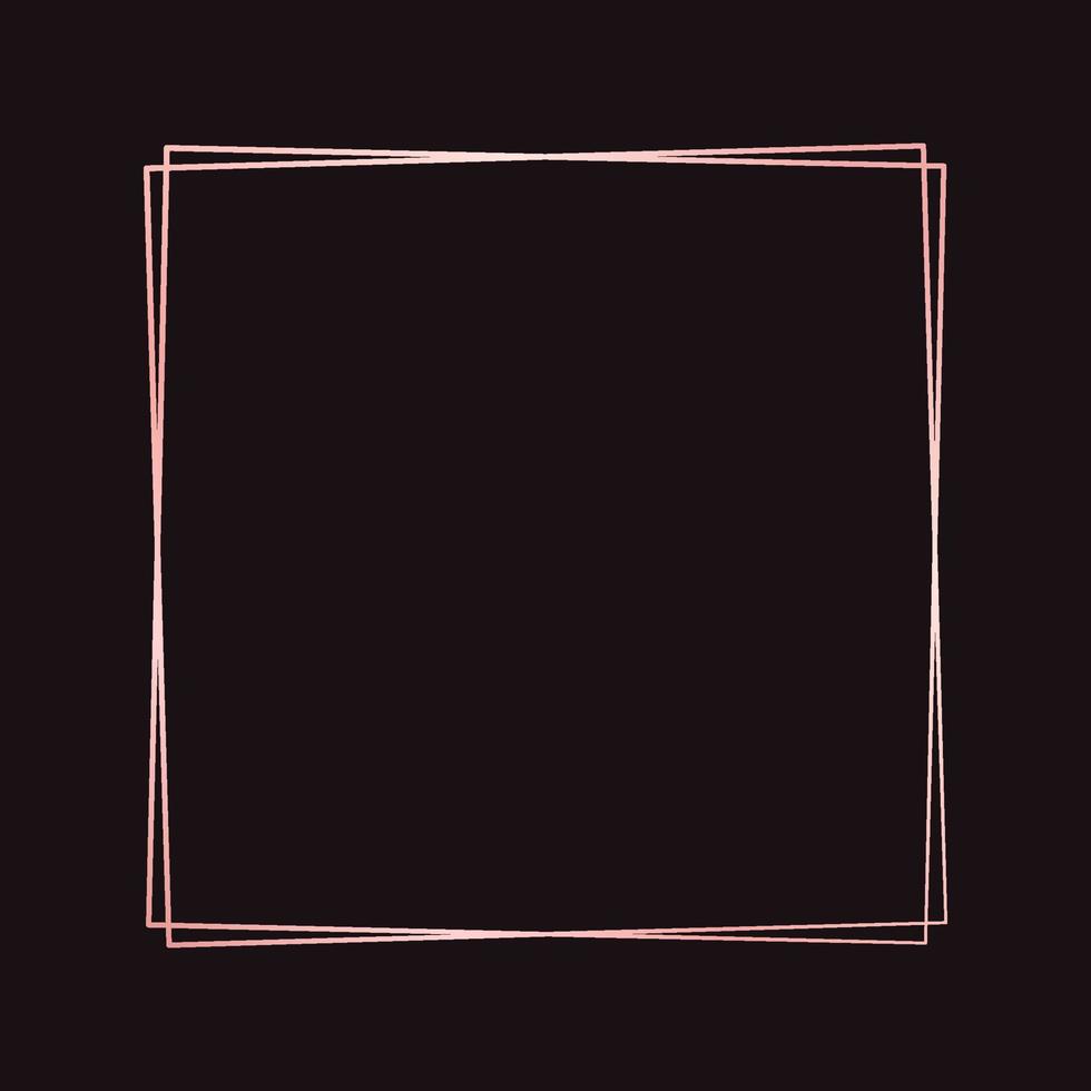 Simple square geometric rose gold frame. Vector modern design template for wedding or birthday invitation, brochure, poster and business card