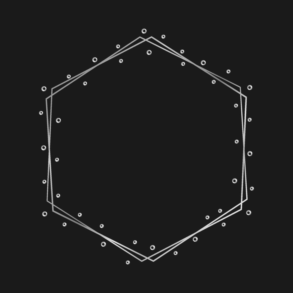 Simple diamond geometric silver frame. Vector modern design template for wedding or birthday invitation, brochure, poster and business card
