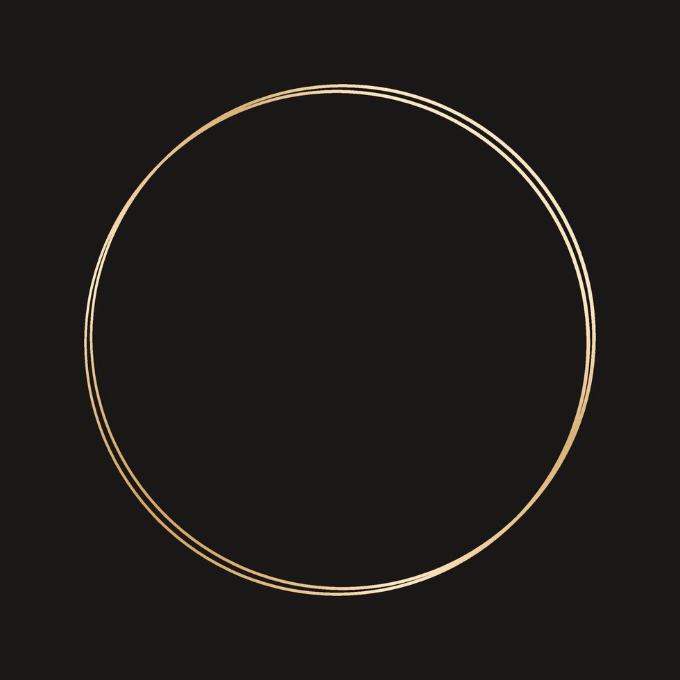 Simple circle geometric gold frame. Vector modern design template for wedding or birthday invitation, brochure, poster and business card