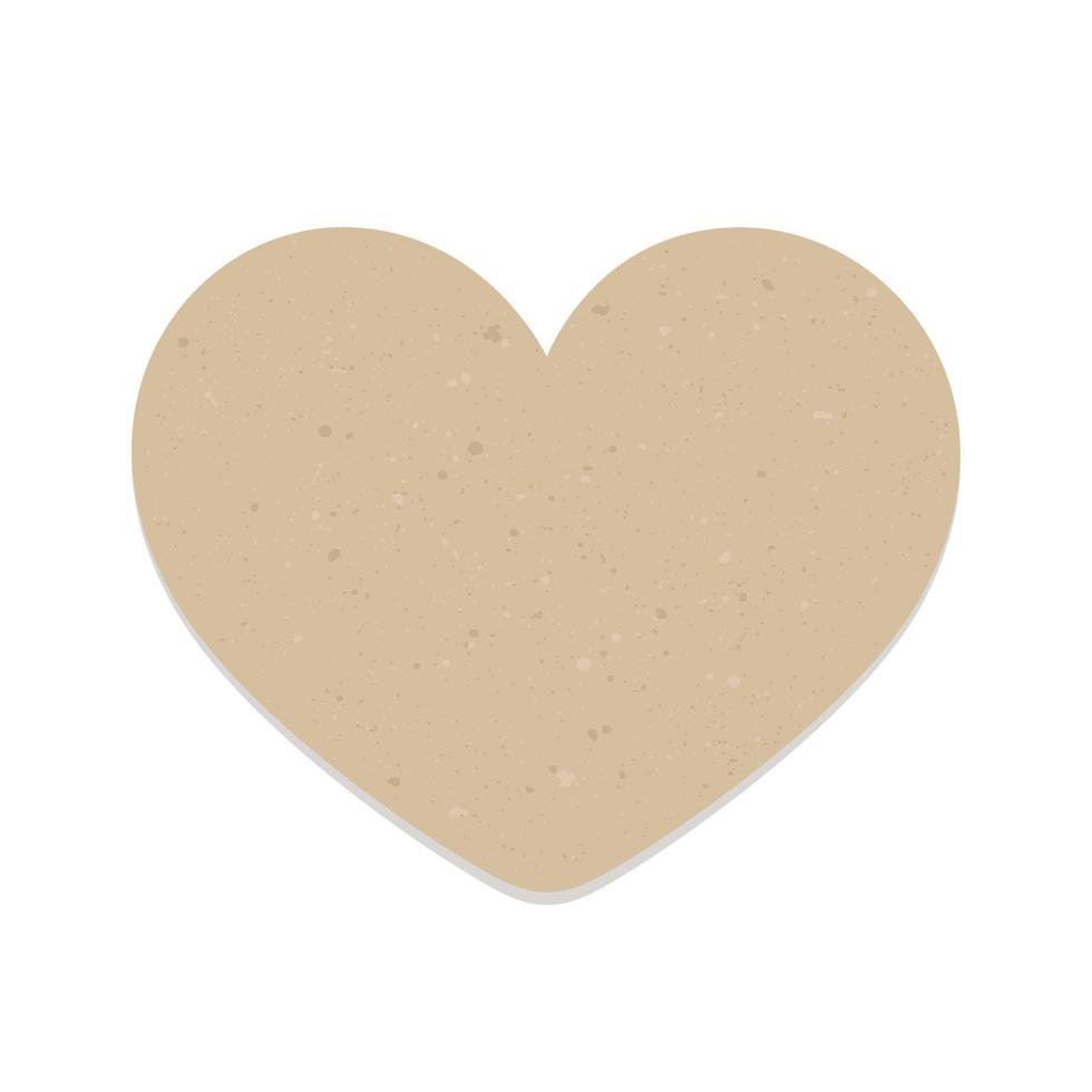 Vintage heart shape brown paper note. Recycled memo paper with adhesive tape. vector