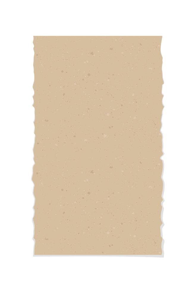 Vintage brown torn paper note. Recycled ripped memo paper template. vector