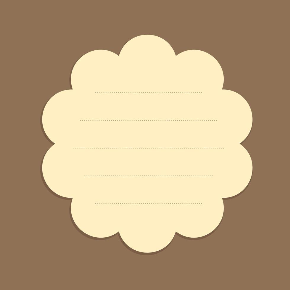 Scalloped yellow sticky note template. Cute office memo paper. vector