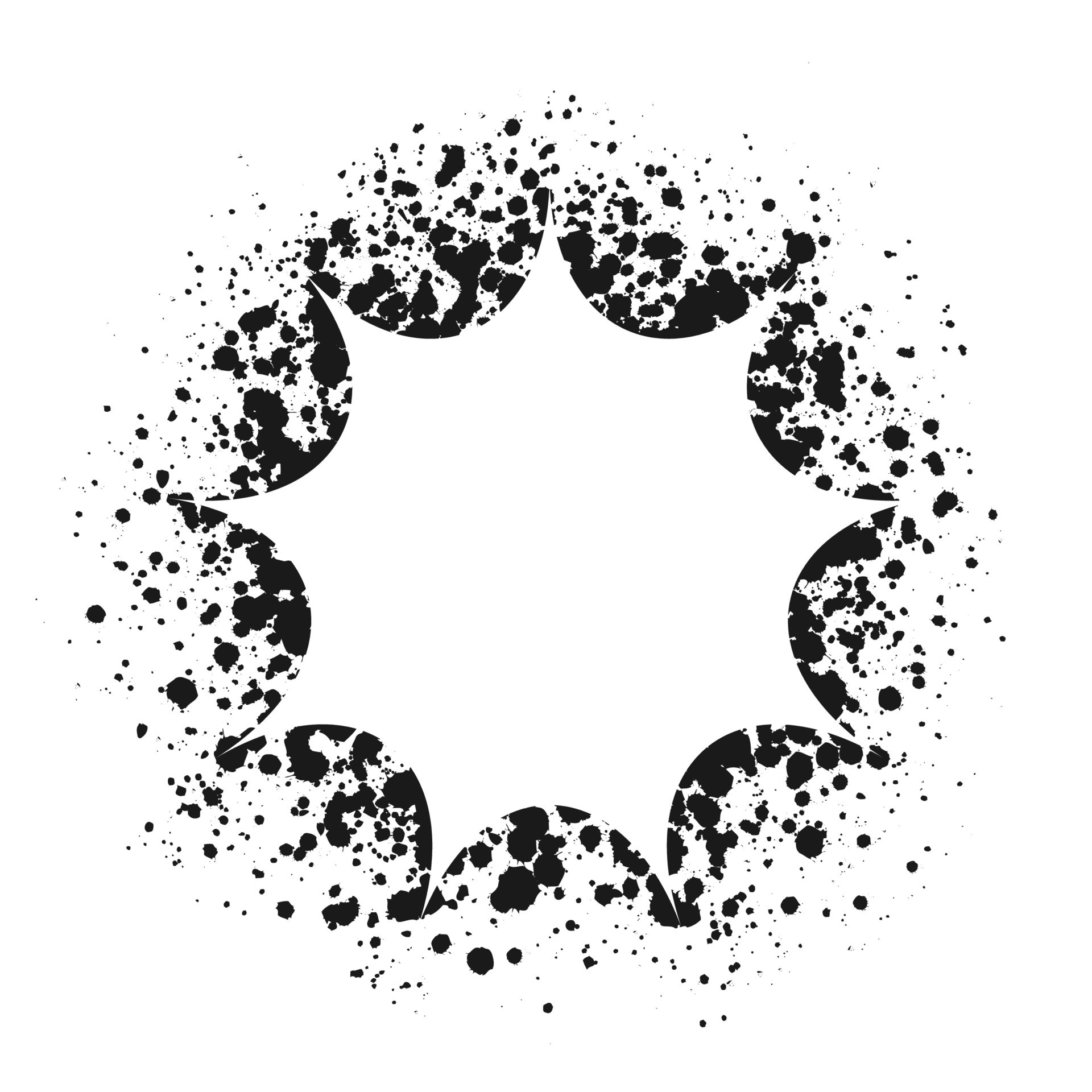 Explosion shape grunge ink splatter frame. Spray graffiti stencil