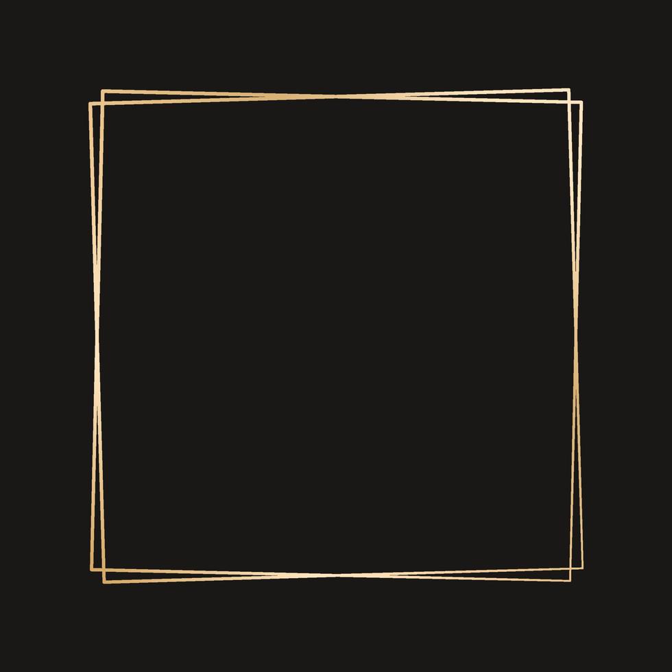 Simple square geometric gold frame. Vector modern design template for wedding or birthday invitation, brochure, poster and business card