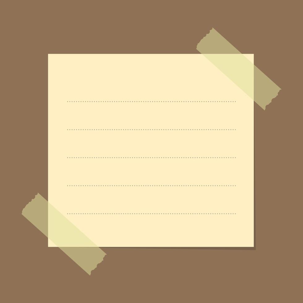 Yellow sticky note template. Taped square office memo paper. vector