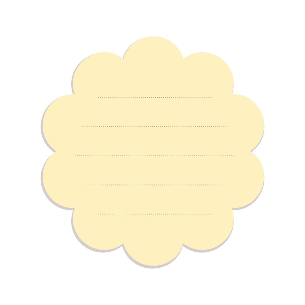 Scalloped yellow sticky note template. Cute office memo paper. vector