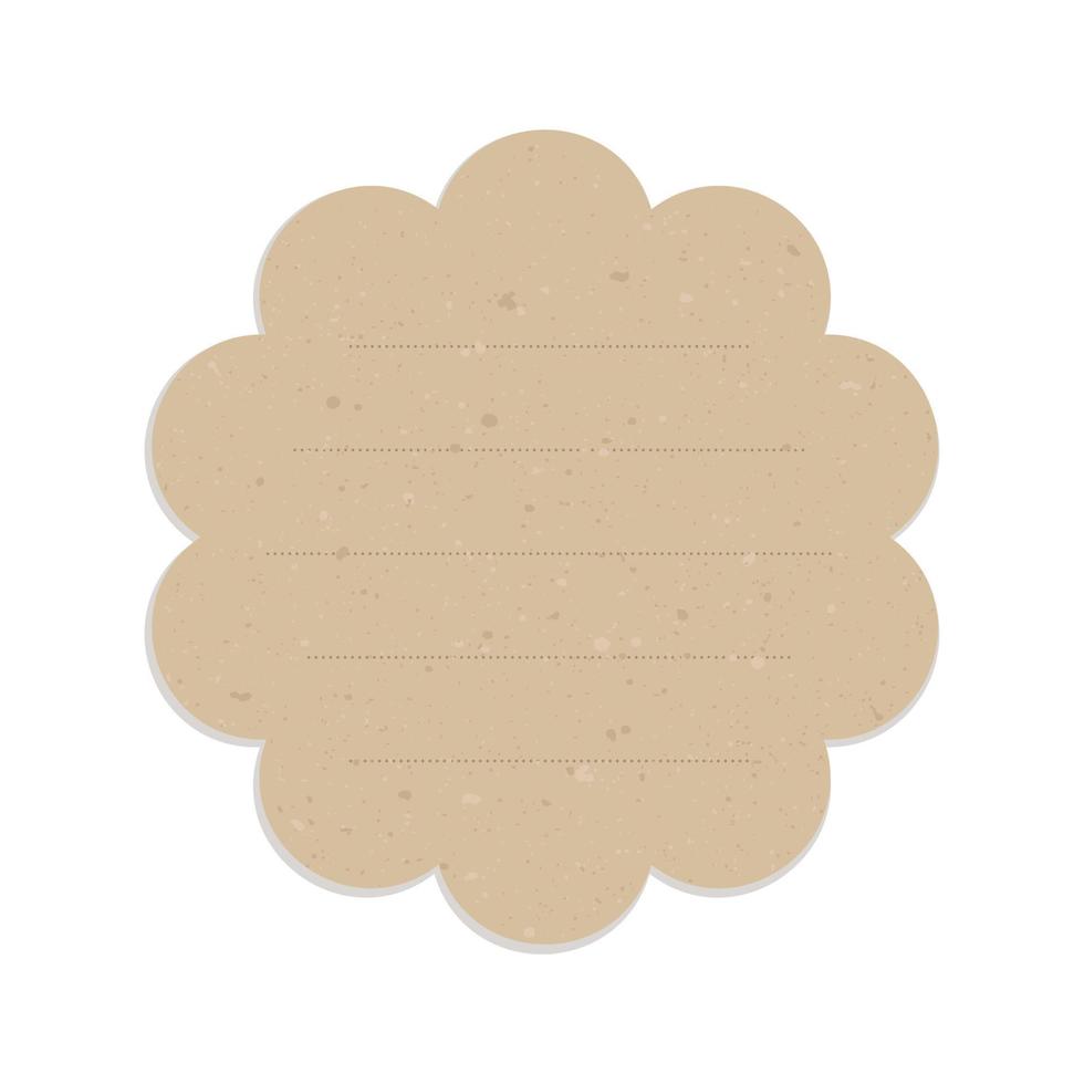 Vintage scalloped brown paper note illustration. Recycled memo paper with adhesive tape template. vector