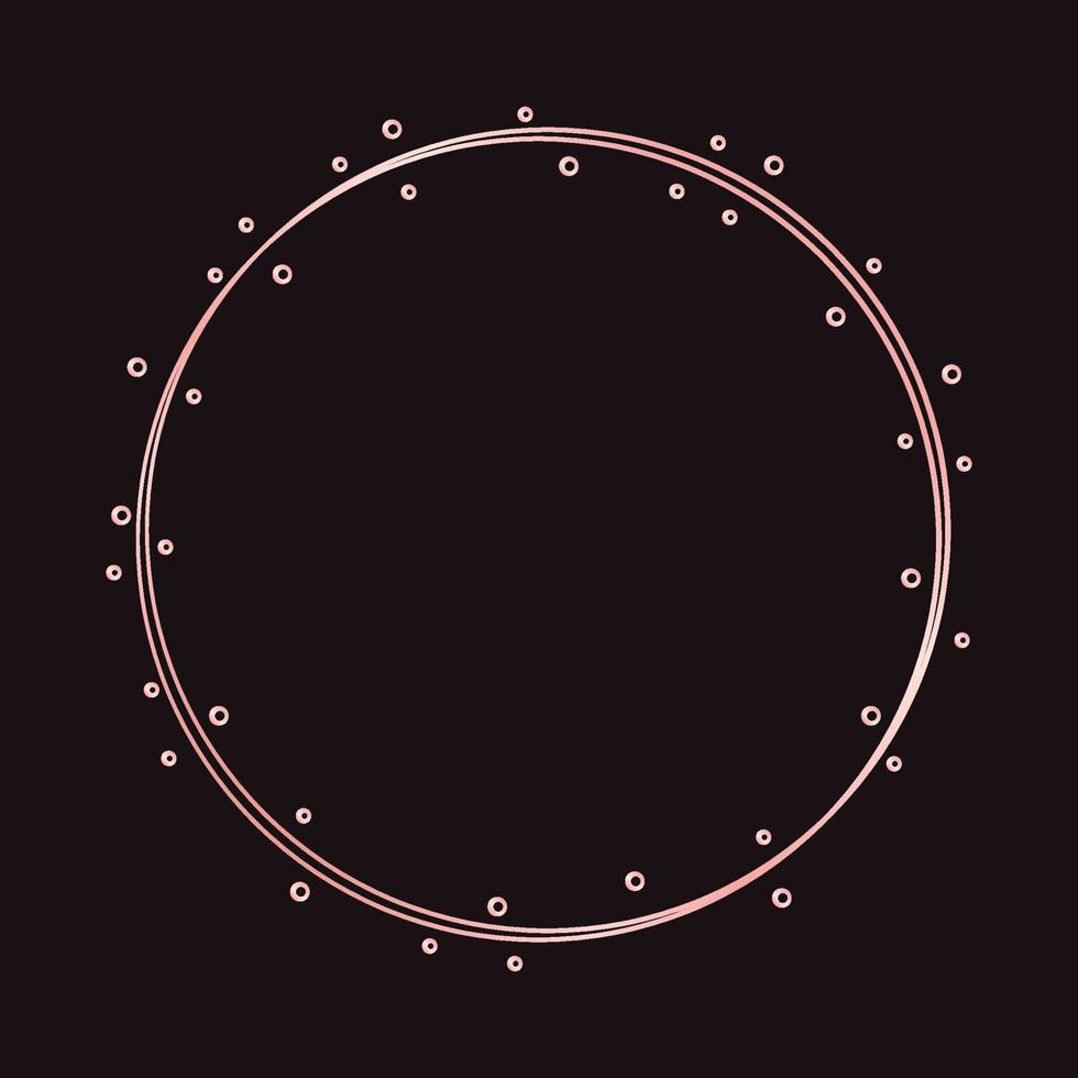 Simple circle geometric rose gold frame. Vector modern design template for wedding or birthday invitation, brochure, poster and business card
