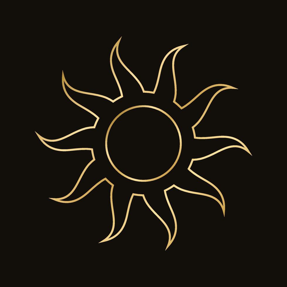Golden celestial sun icon logo. Simple modern abstract design for templates, prints, web, social media posts vector