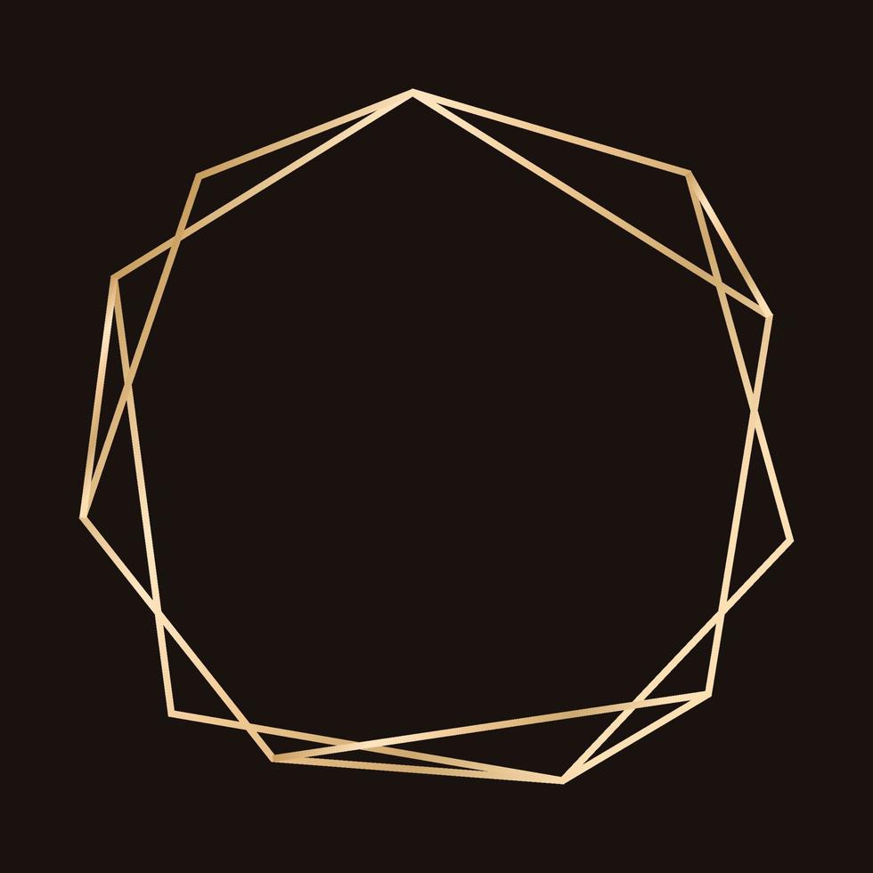 Simple geometric gold frame border. Vector modern design template for wedding or birthday invitation, brochure, poster and business card