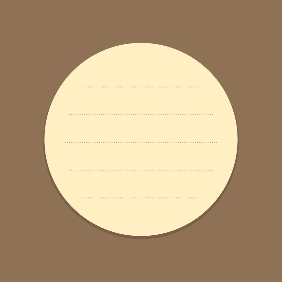 Round yellow sticky note template. Taped office memo paper. vector