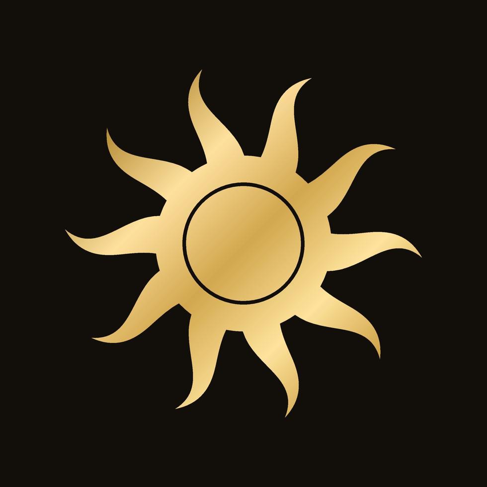 Gold boho celestial sun icon logo. Simple modern abstract design for templates, prints, web, social media posts vector