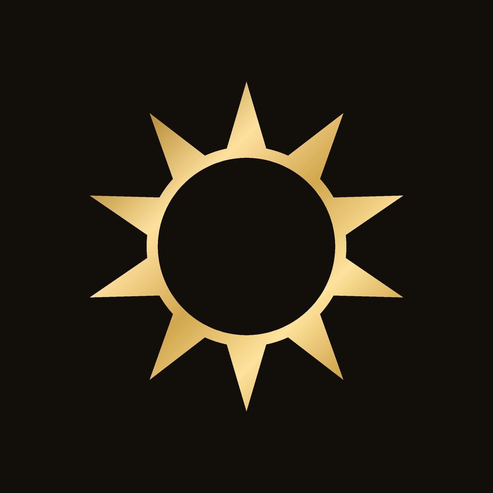 Golden celestial sun icon logo. Simple modern abstract design for templates, prints, web, social media posts vector