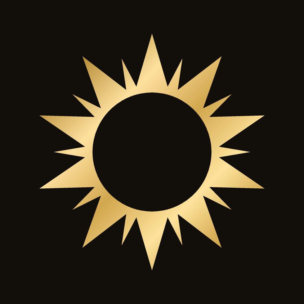 Gold boho celestial sun icon logo. Simple modern abstract design for templates, prints, web, social media posts vector