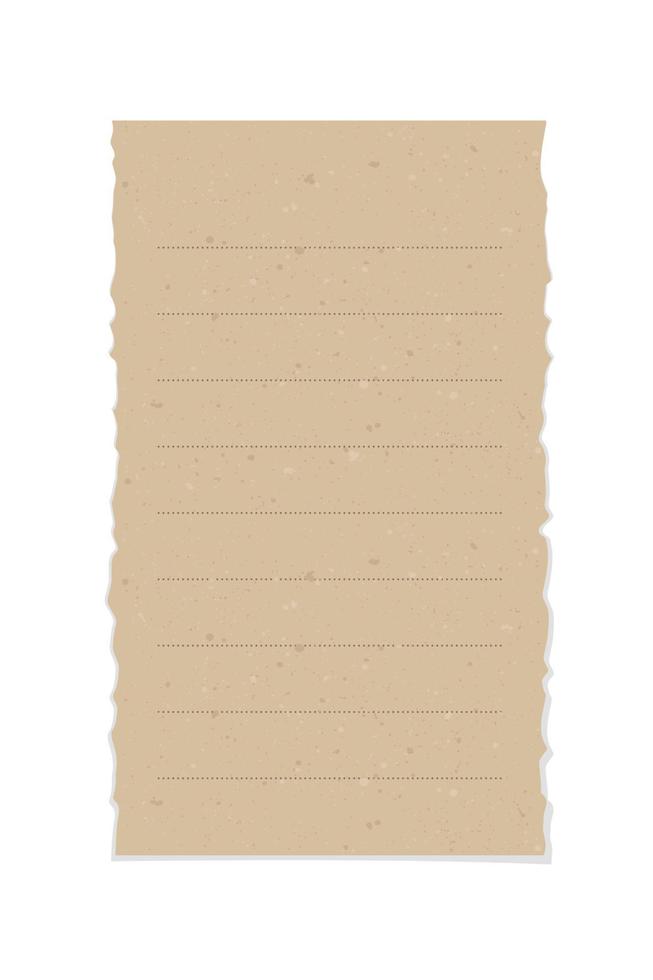 Vintage brown torn paper note. Recycled ripped memo paper template. vector
