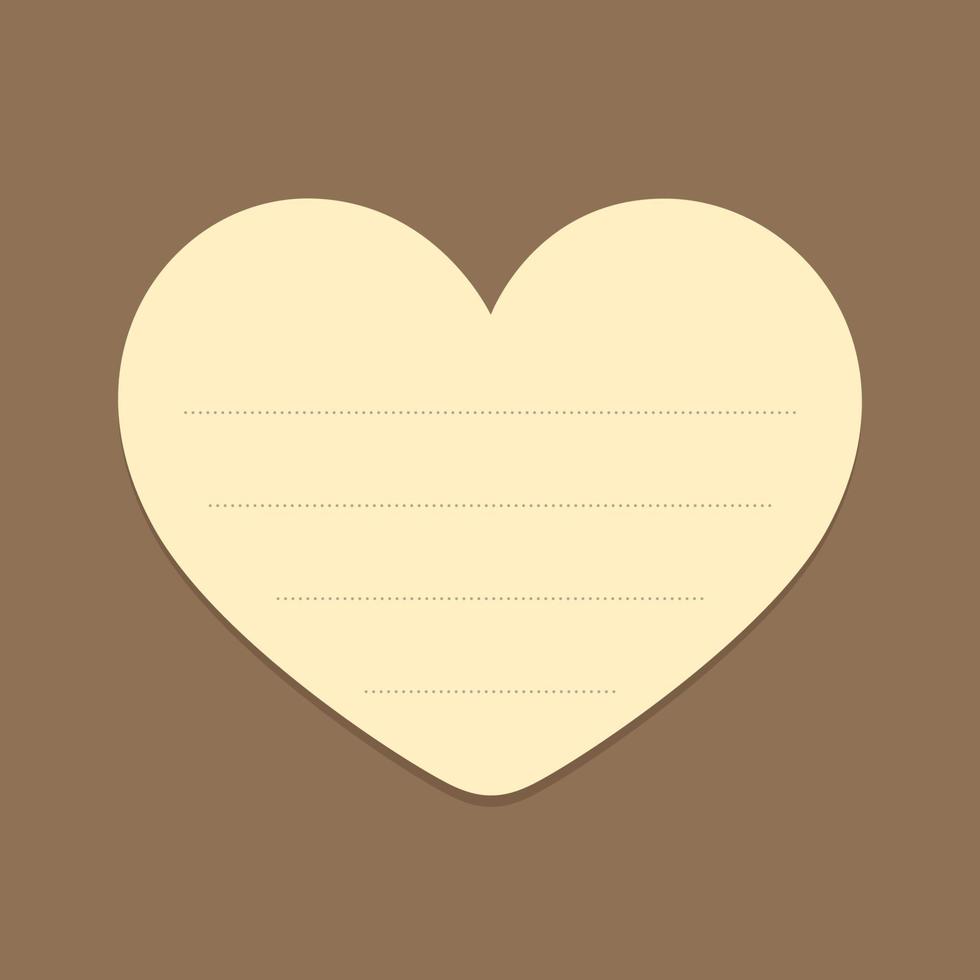 Heart shape yellow sticky note illustration.Valentines day memo paper template mockup. vector