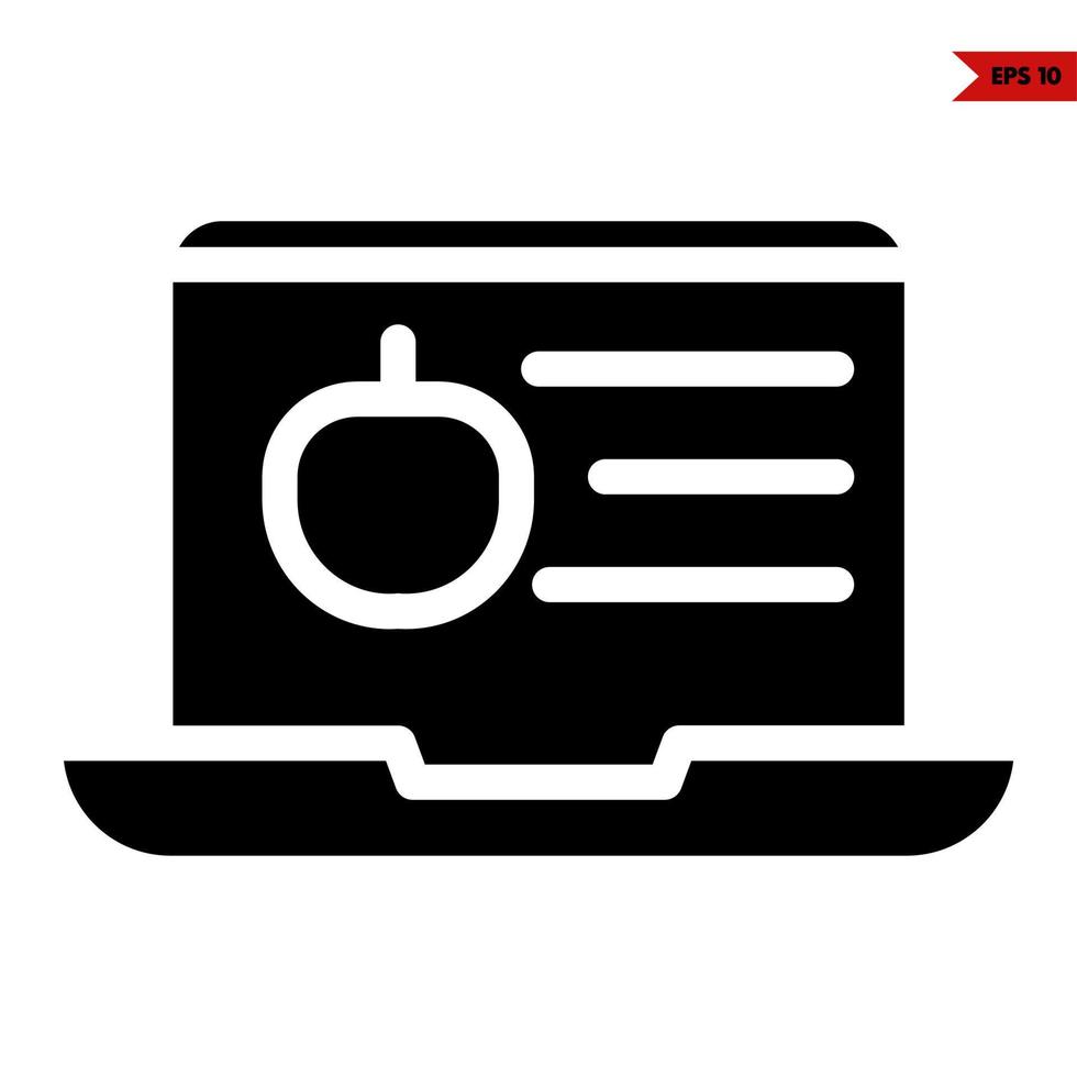 apple in monitor laptop  glyph icon vector