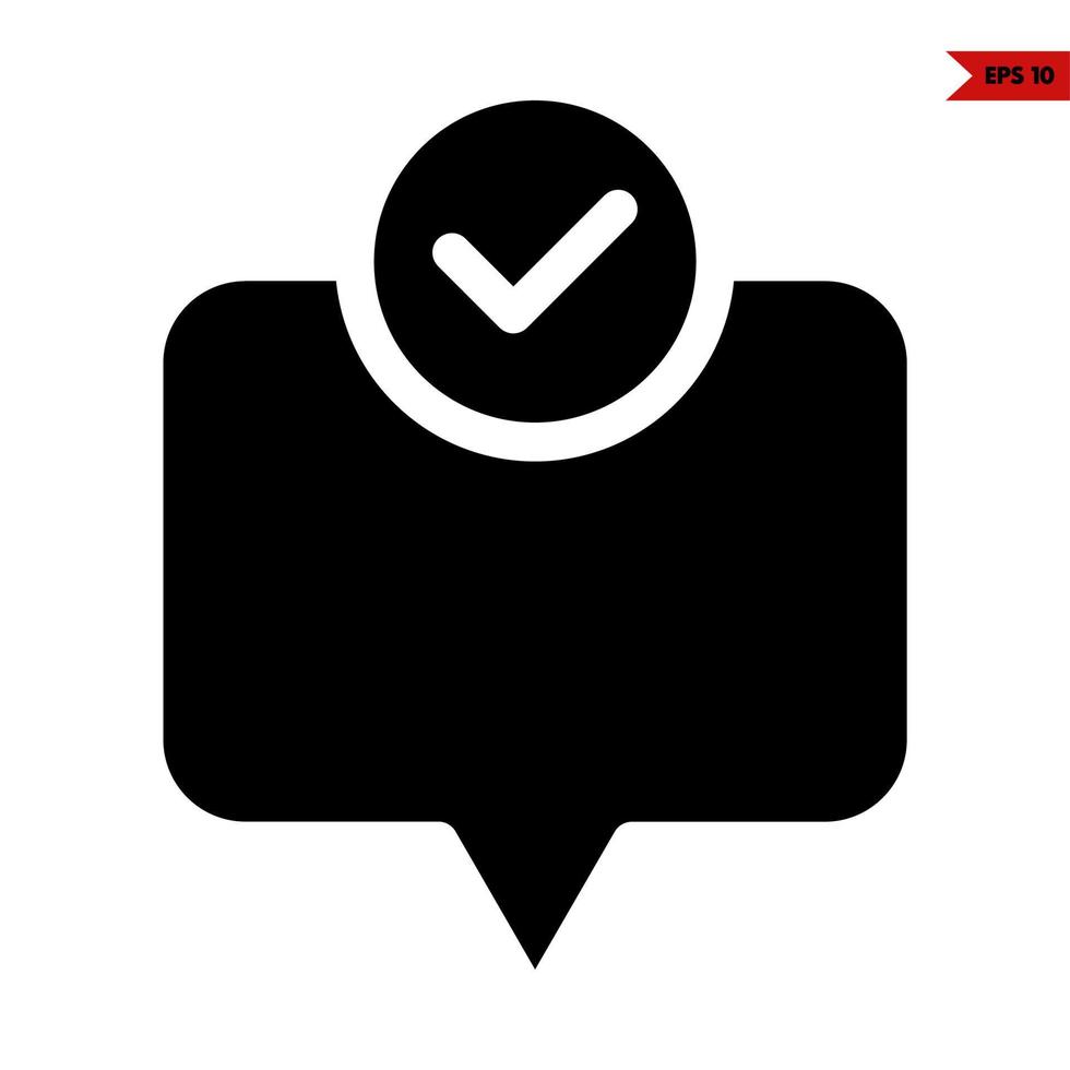 speech bubble with check in button glyph icon vector