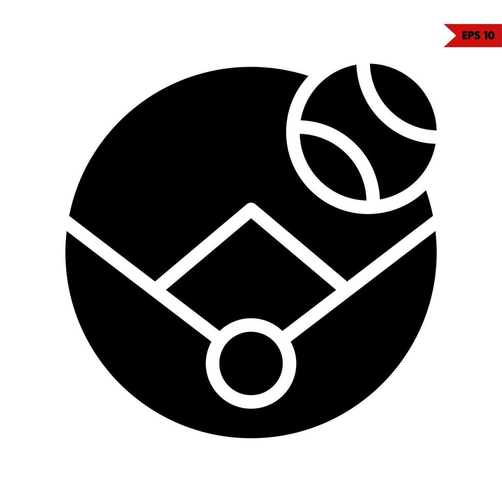 campo con pelota tenis glifo icono vector
