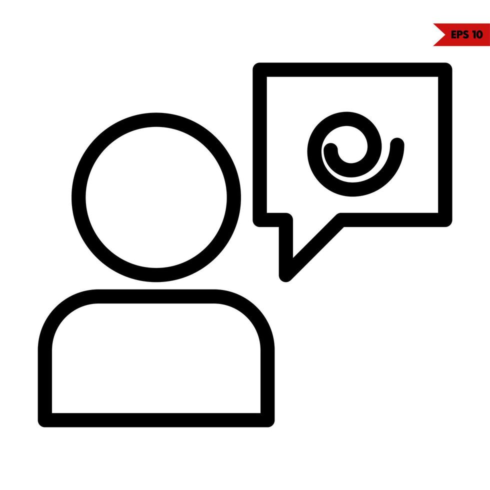 line in speech bubble with person line icon vector