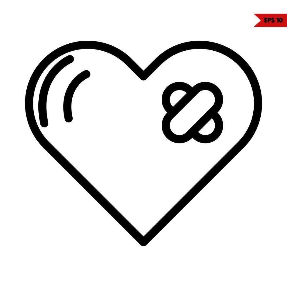 bandage in heart line icon vector