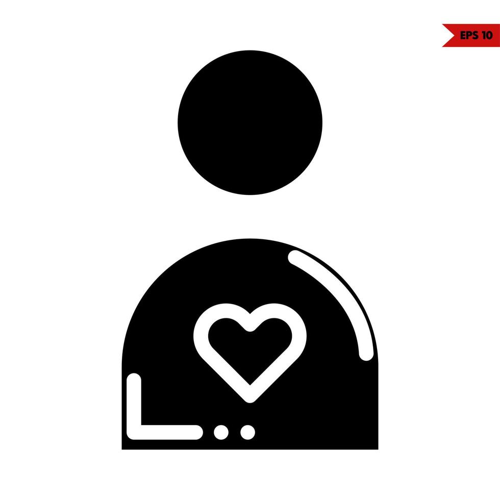 corazón en persona glifo icono vector