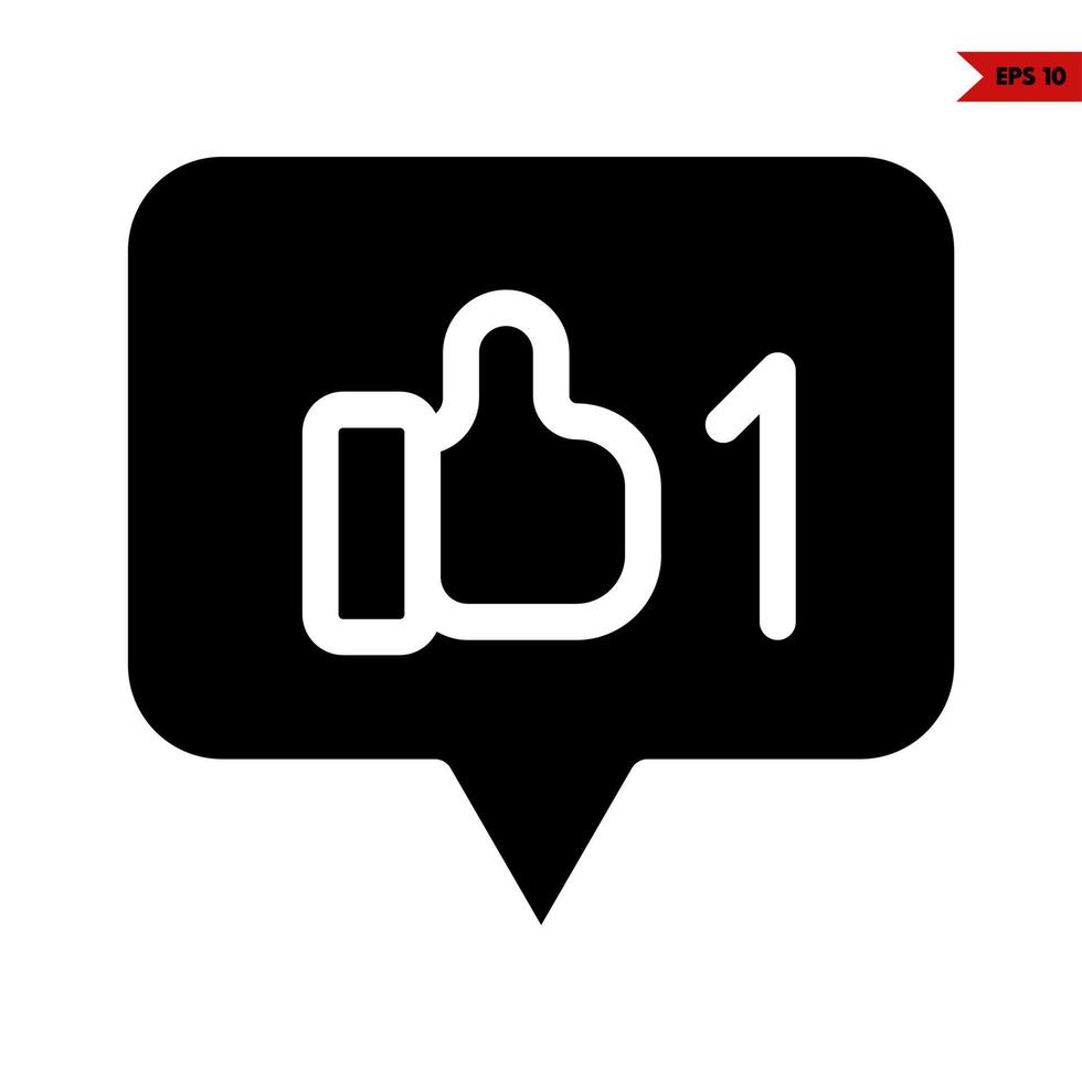 hand like with number in speech bubble glyph icon vector