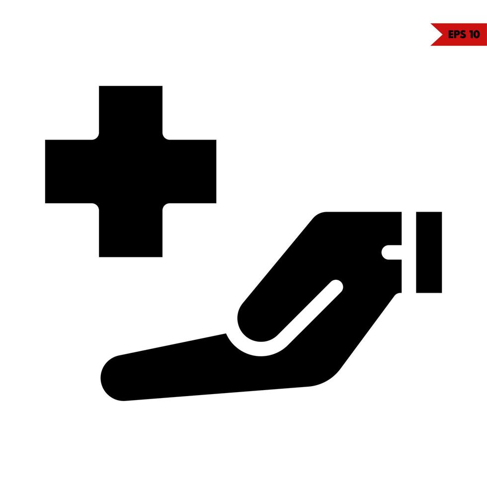 medicine in over hand glyph icon vector