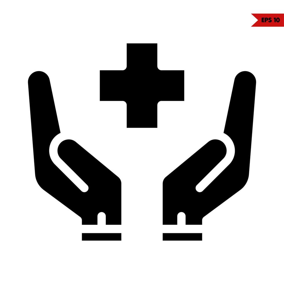 medicine in over hand glyph icon vector