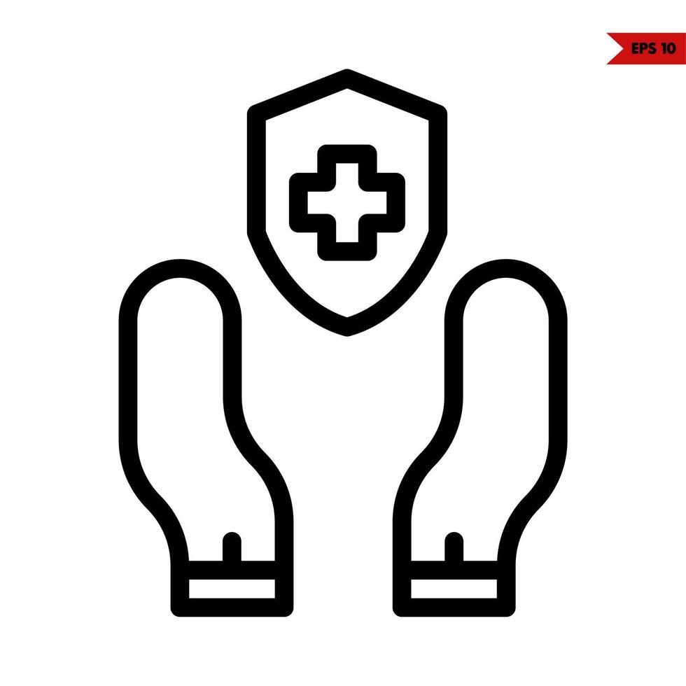Medicine in badge with in over hand line icon vector