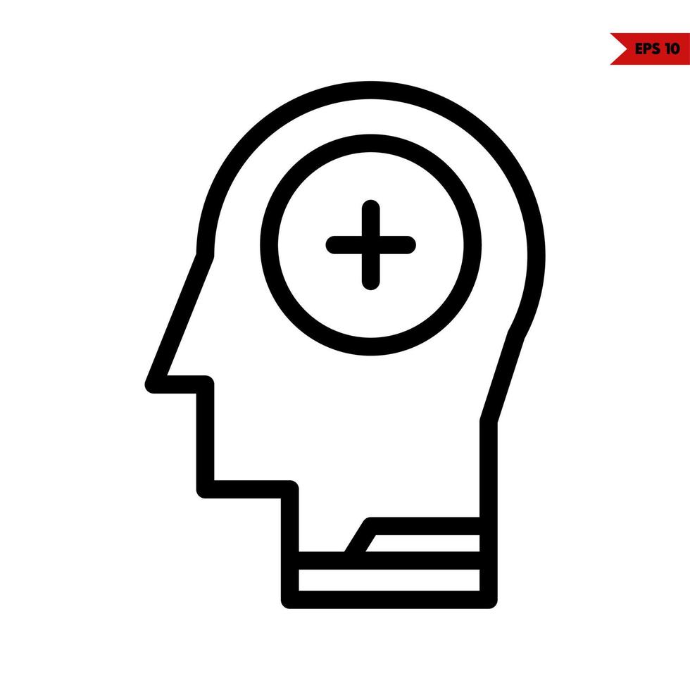 Edicine in button with in head a person line icon vector