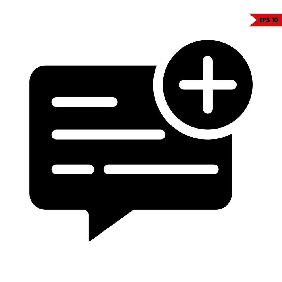 speech bubble with plus in button glyph icon vector