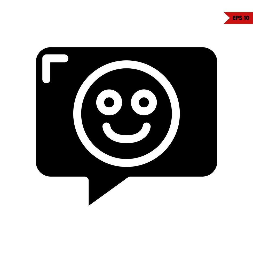emoticon smile in speech bubble glyph icon vector