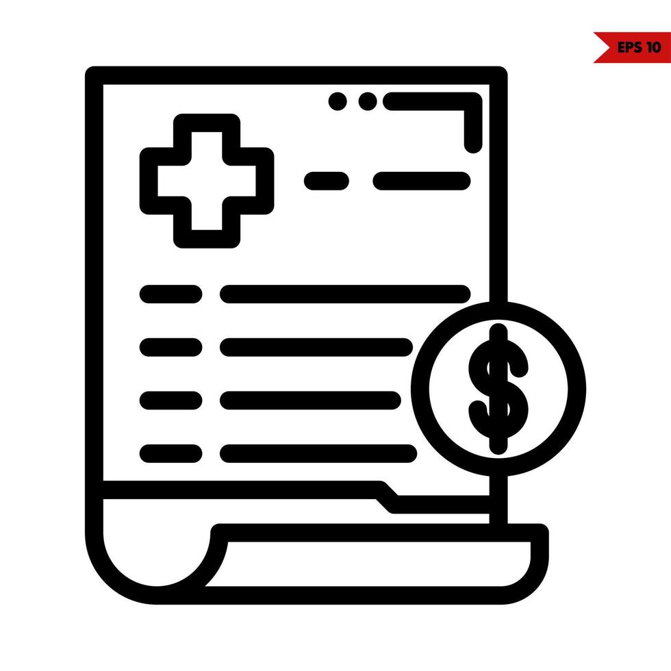 Medicine in paper document with money coin line icon vector