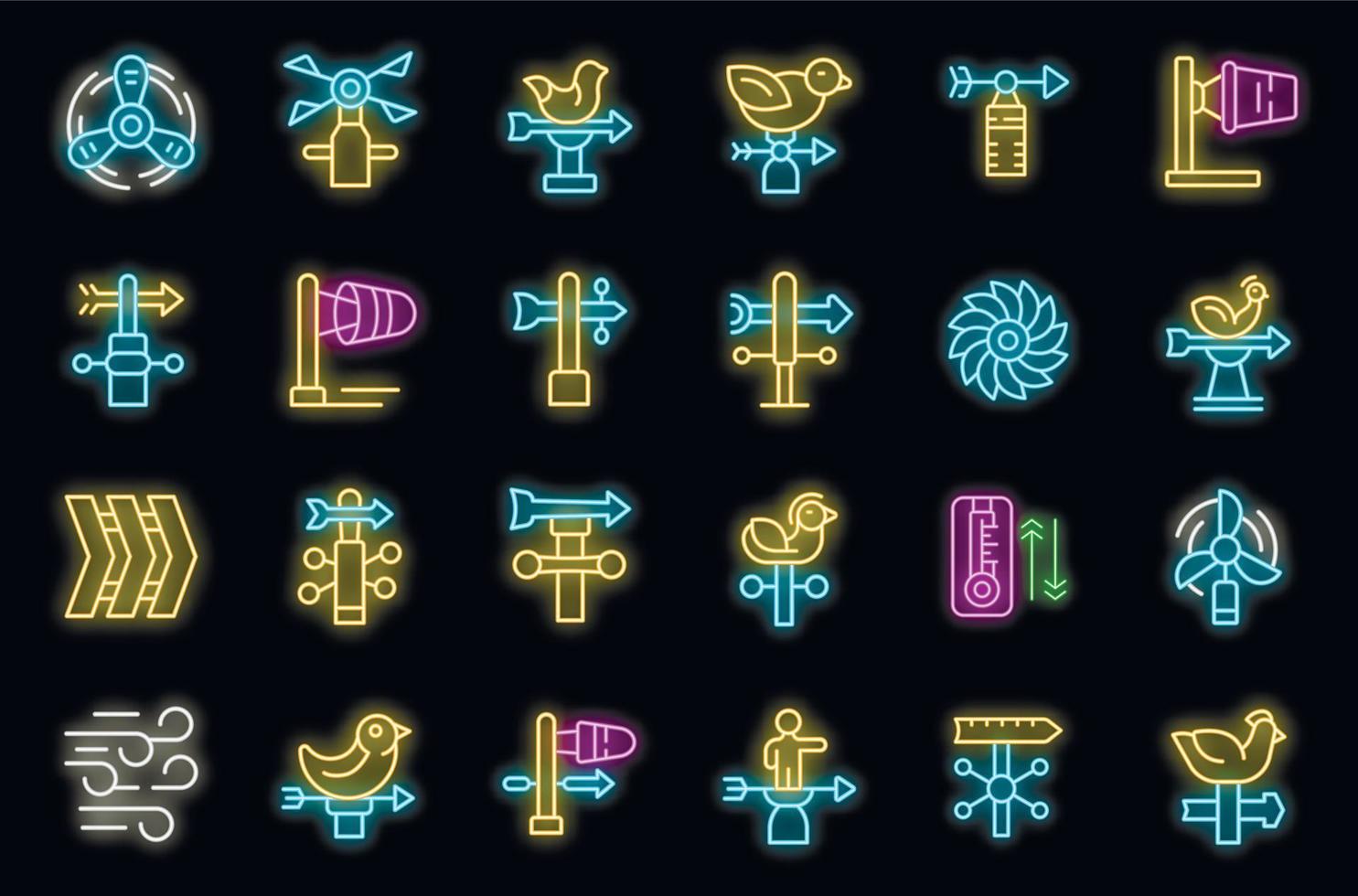 Vane icons set vector neon