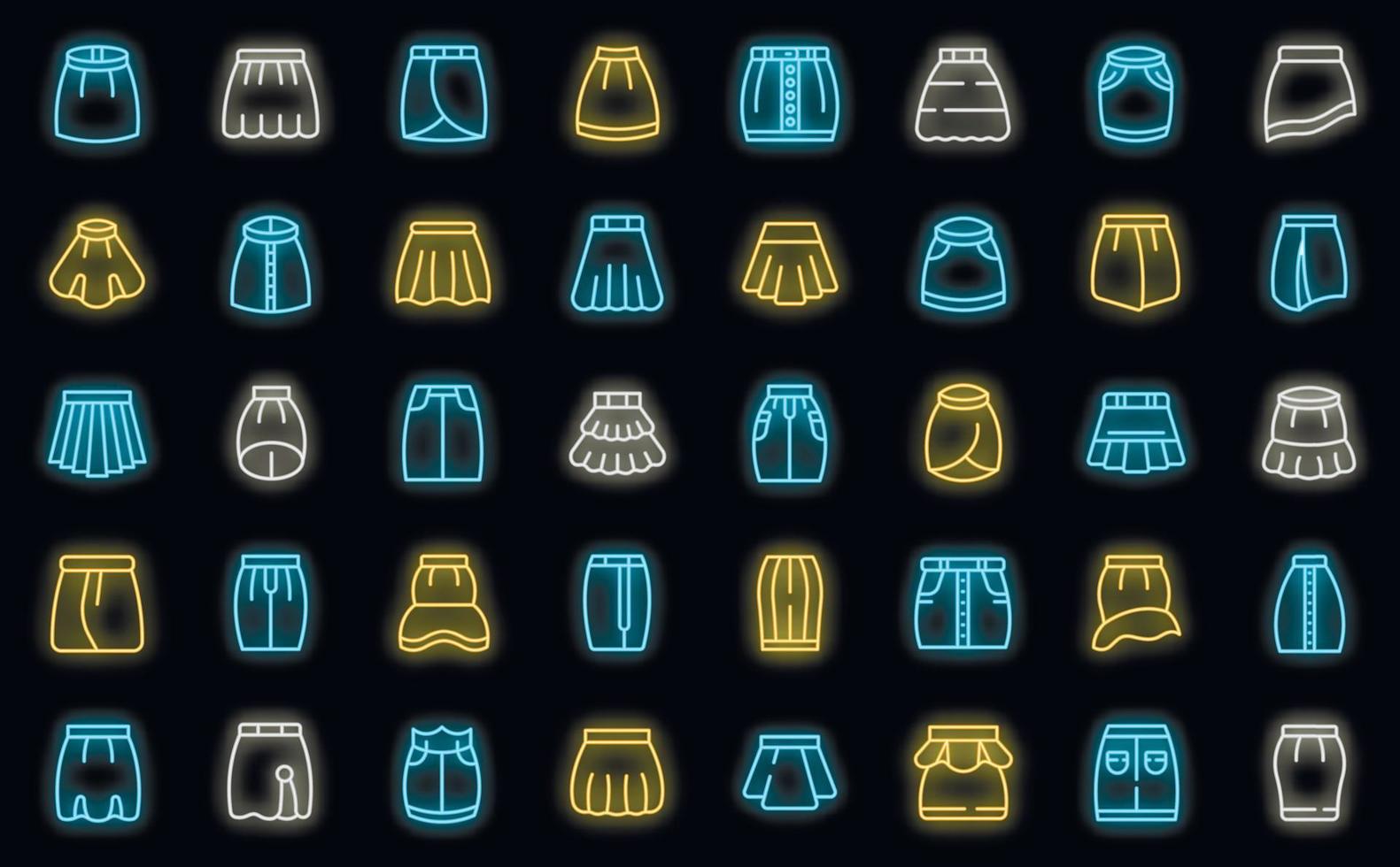 Skirt icons set vector neon