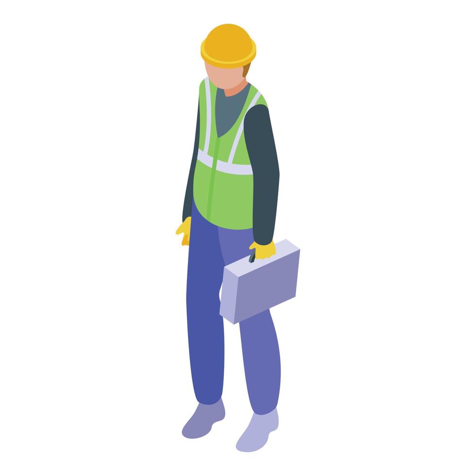 Gas factory worker icon isometric vector. Industry maintenance vector