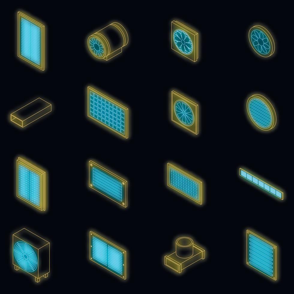 conjunto de iconos de ventilación neón vectorial vector