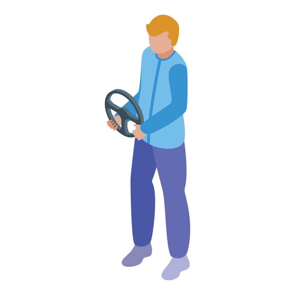 Student driver icon isometric vector. Trucker man vector
