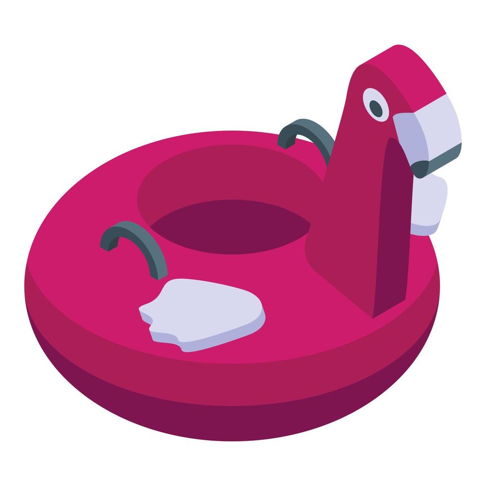 Flamingo snow tube icon isometric vector. Winter vacation vector