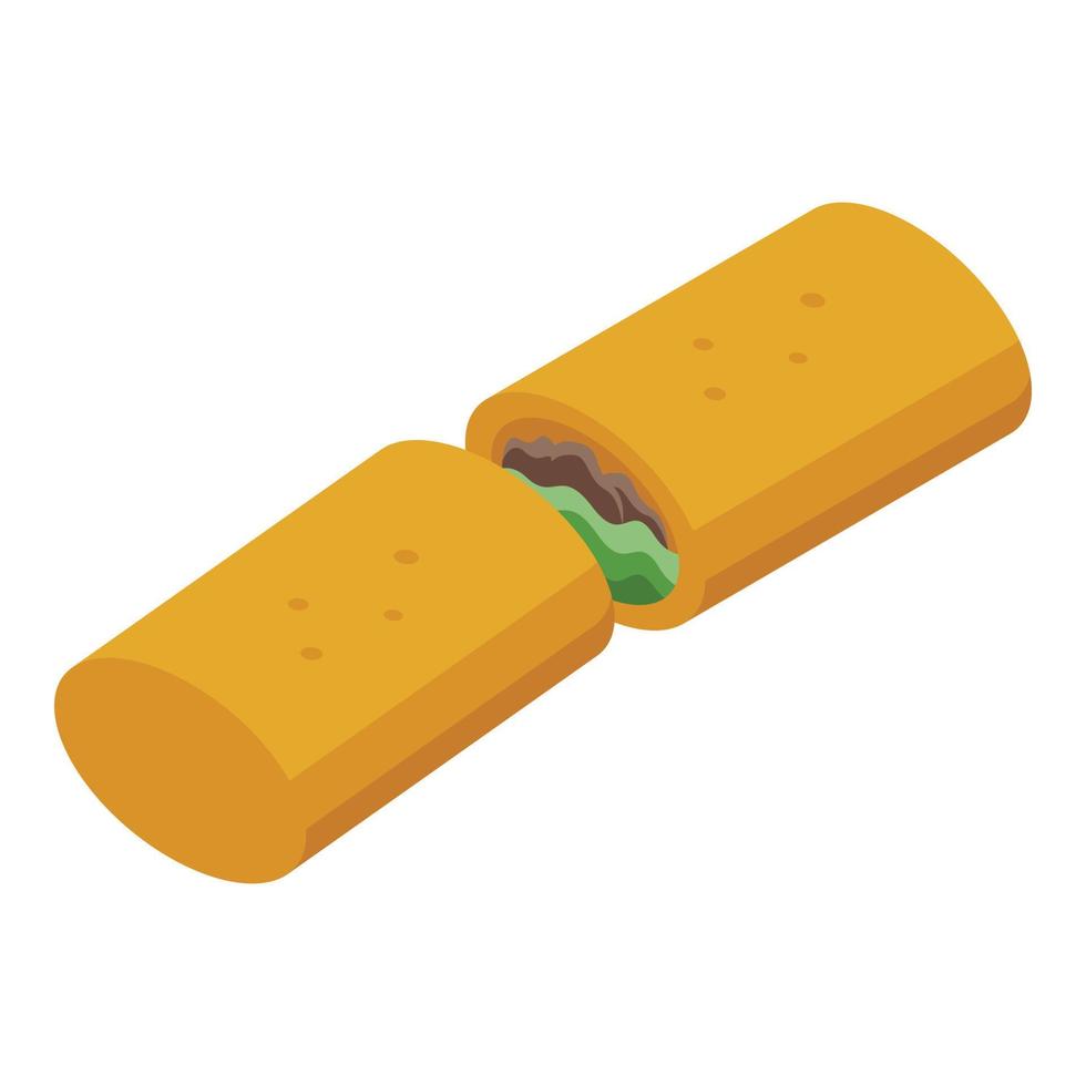 Meal icon isometric vector. Spring roll vector