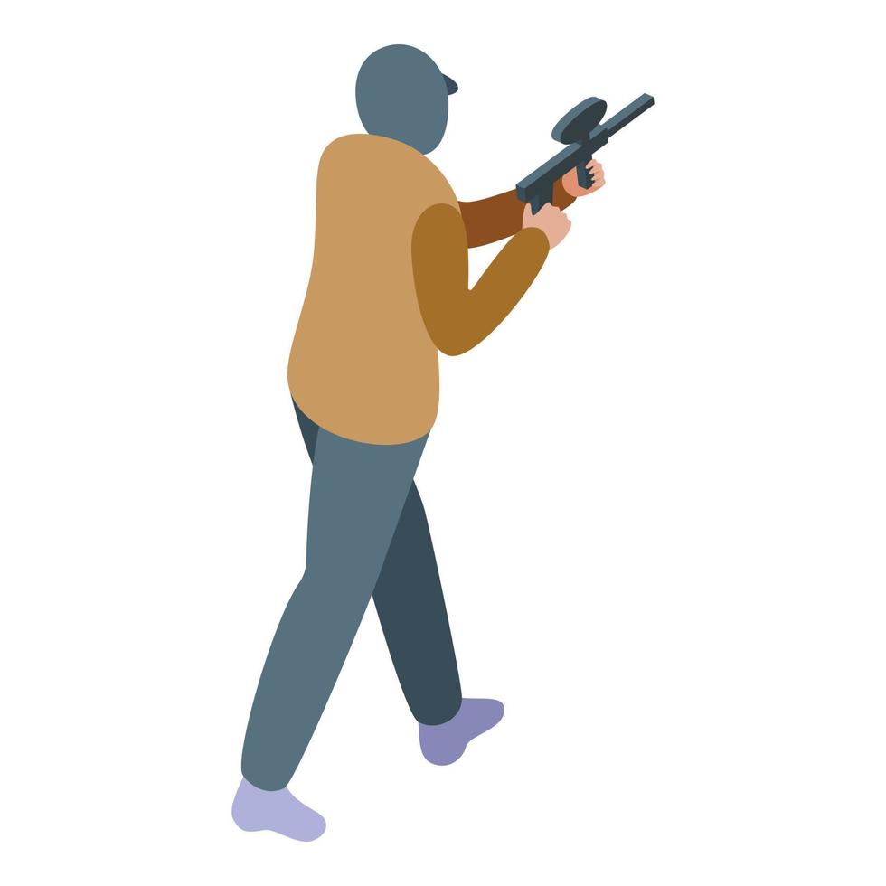 Paintball shooting icon isometric vector. Player man vector