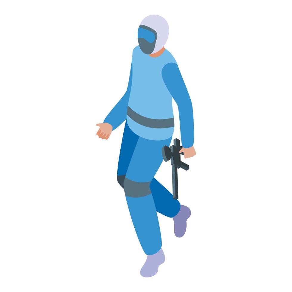 Paintball player gun icon isometric vector. Paint ball vector