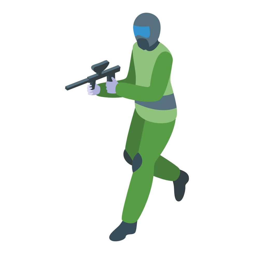 Soldier paintball icon isometric vector. Sport fun vector