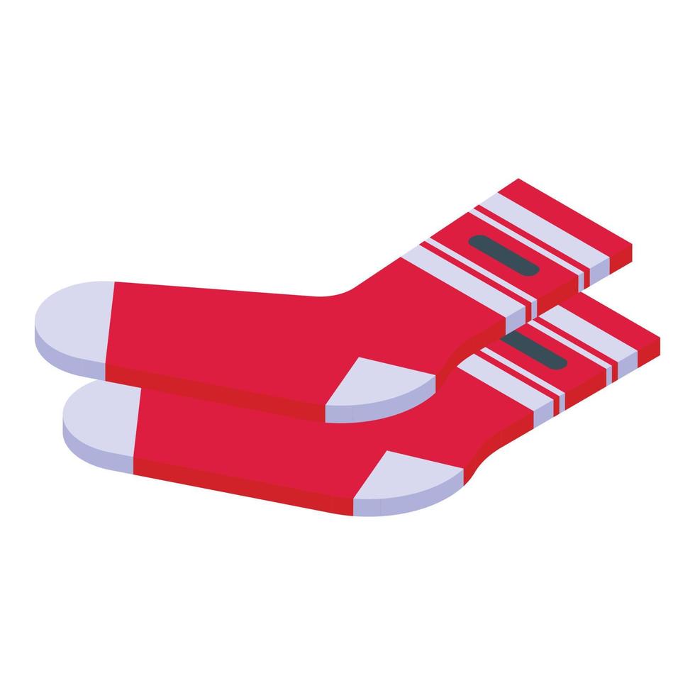 Red sock icon isometric vector. Cute pair vector