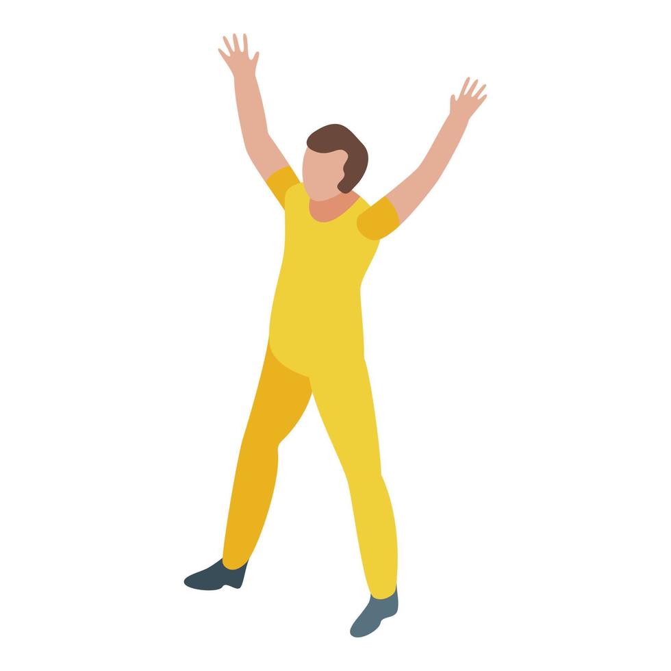 Yellow man icon isometric vector. Performance person vector